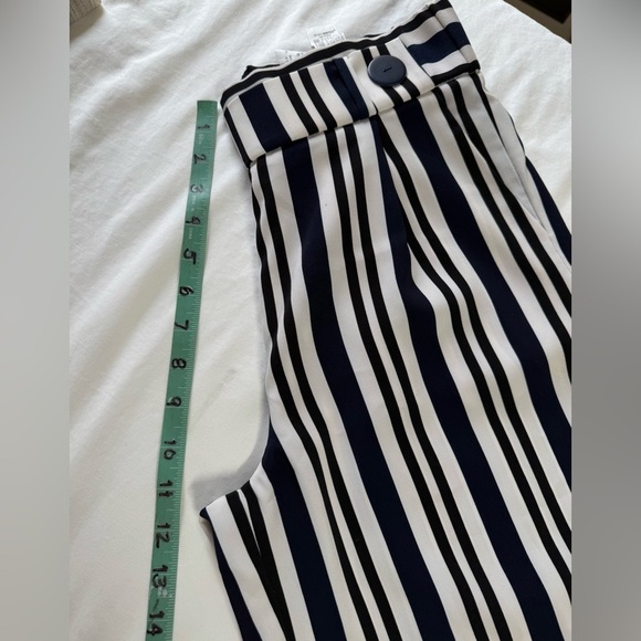 ZARA Navy and White stripe wide leg crop pants size S - Picture 11 of 12